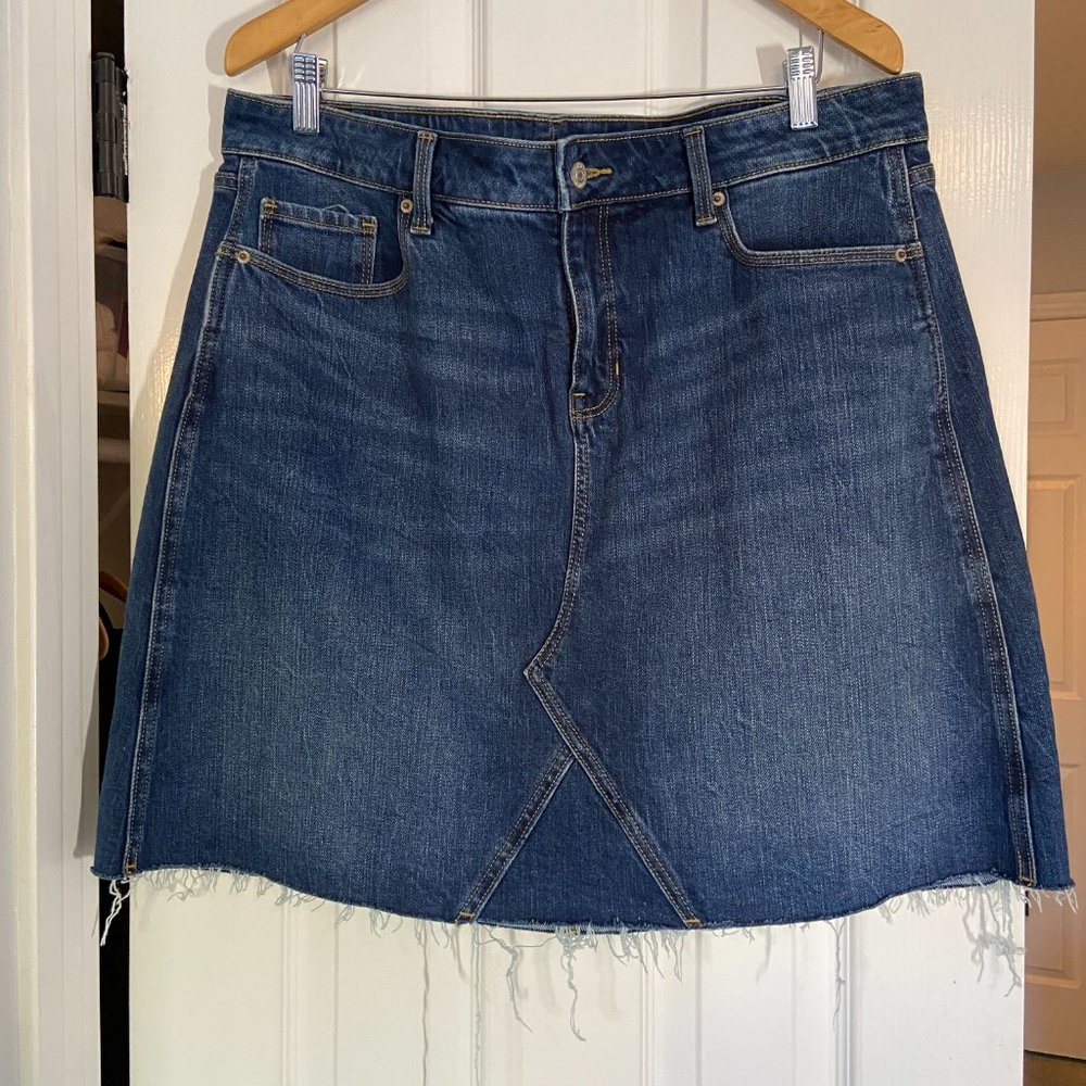 High-Waisted Button-Fly O.G. Straight Mini Jean Skirt for Women